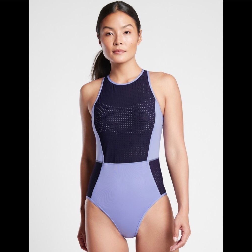 Athleta Cross Train One Piece Blue Swimsuit Sz M Beach Bathing Suit